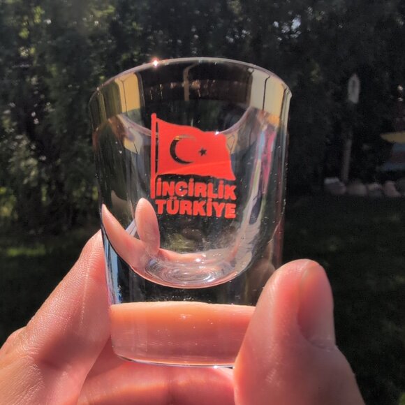 Vintage Turkish Shot Glasses Gold Rimmed Set Of 4 - Picture 3 of 3